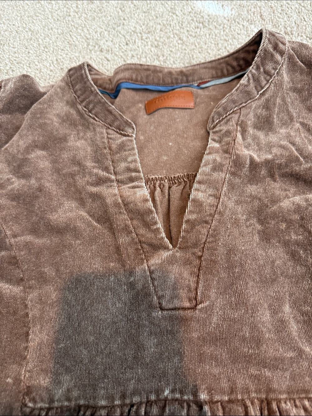 Womens Brown Tiered Velvet Dress - Picture 3 of 9